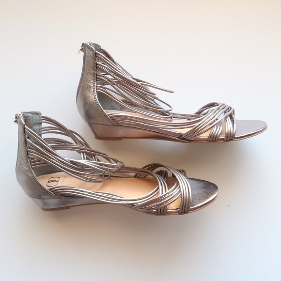 Kelsi Dagger | Shoes | Kelsi Dagger Silver Metallic Strappy Wedge Sandals  Flats Shoes Size | Poshmark